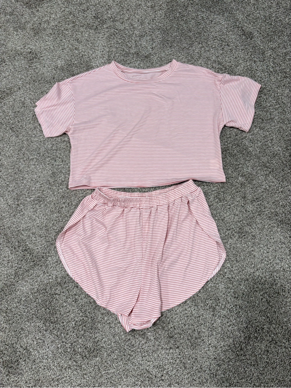 Amazon Pink and White Striped Short Pajama Set